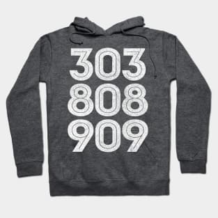 303, 808, 909 Synth / Faded Style Drum Machine Design Hoodie